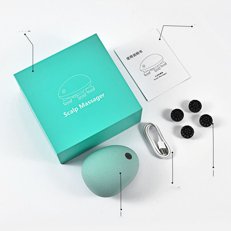Green Automatic Scalp Head Massager For Everyday Relaxation - Fit Glow
